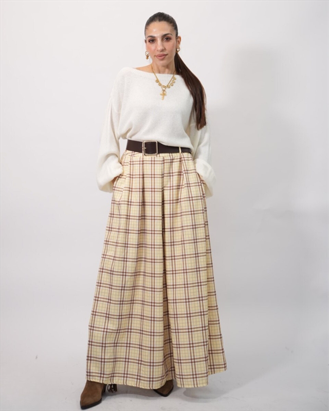 Stripe midi skirt with belt 2171-null