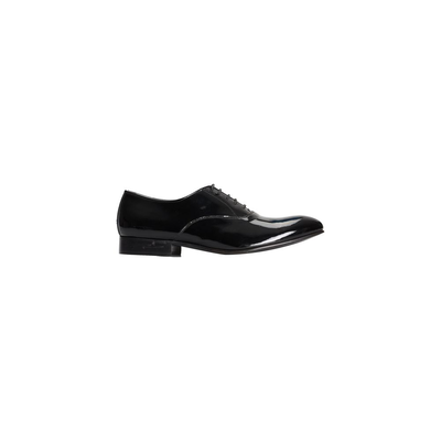Black leather men shoe, Black, medium