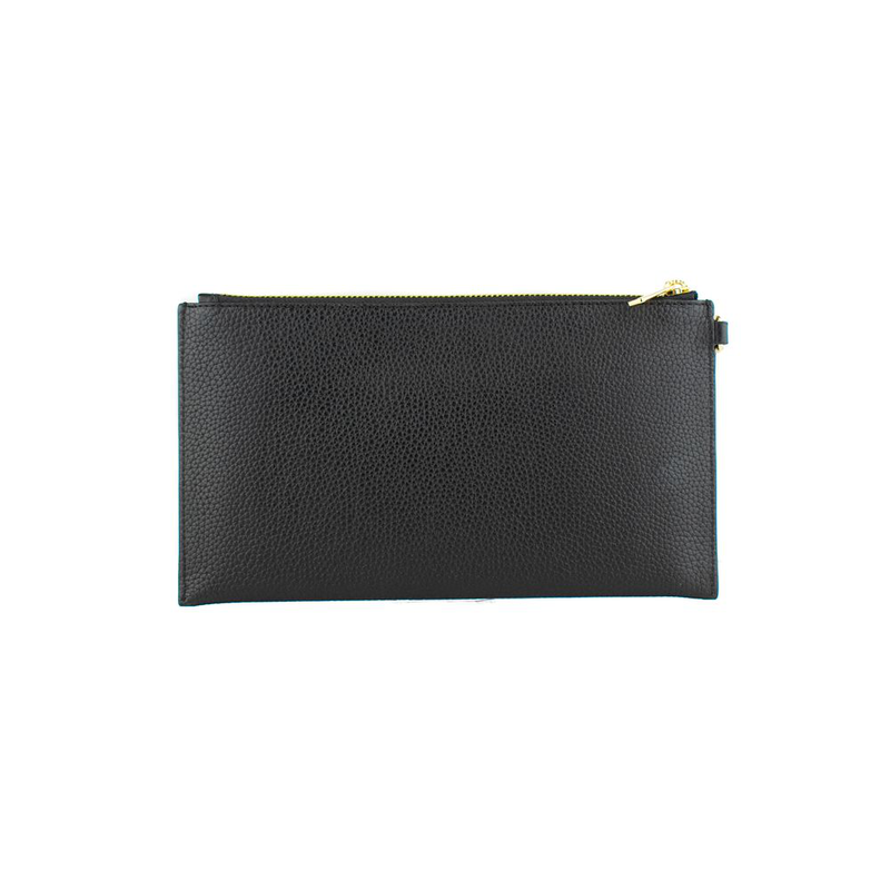 Black leather clutch bag-null