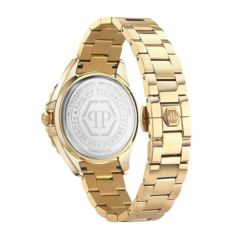Gold stainless steel dress watch-null