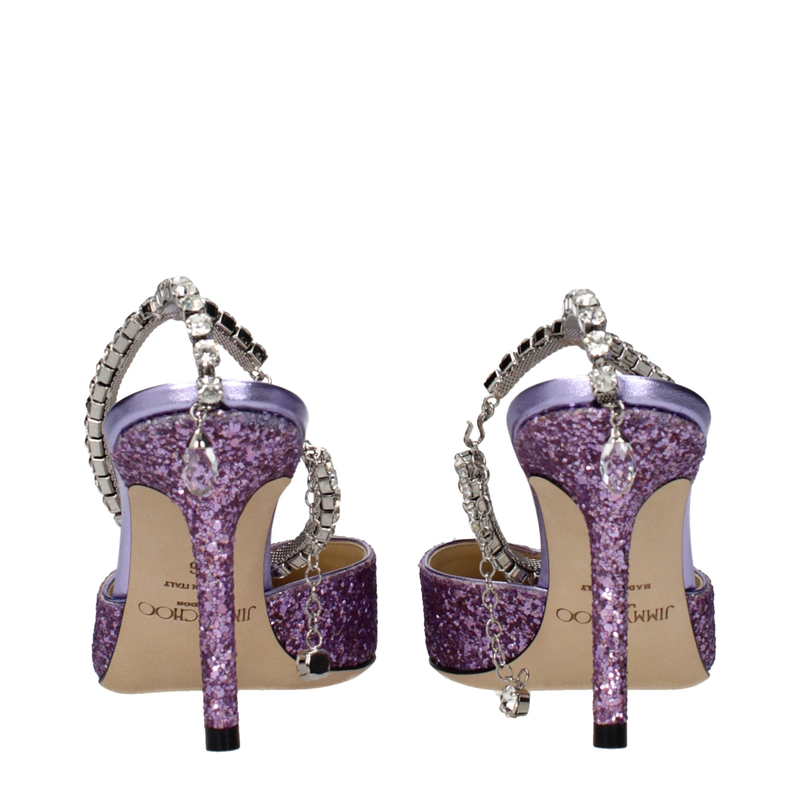 Purple plastic stiletto heel sandals-null