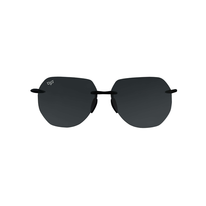 OJO sunglasses sport frameless black shine frame and temples and black polarised nylon lenses image number null