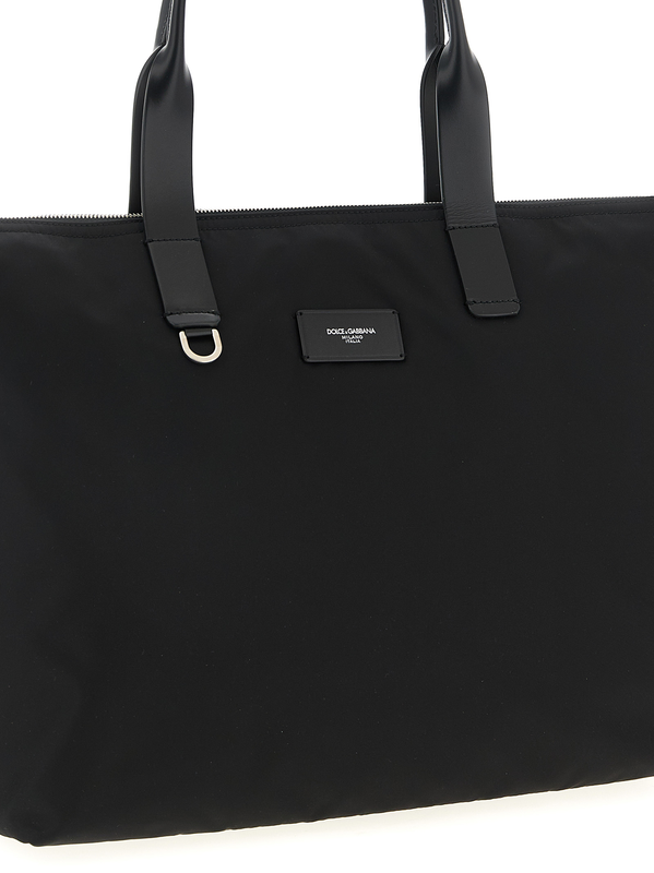 Black polyamide tote bag-null