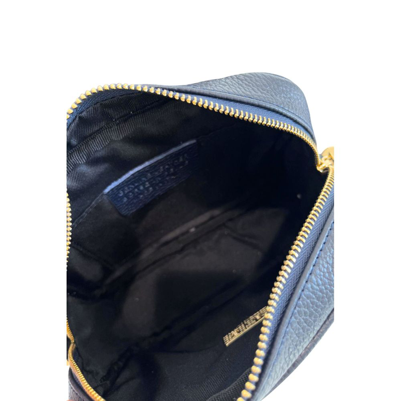 Blue leather women crossbody bag-null