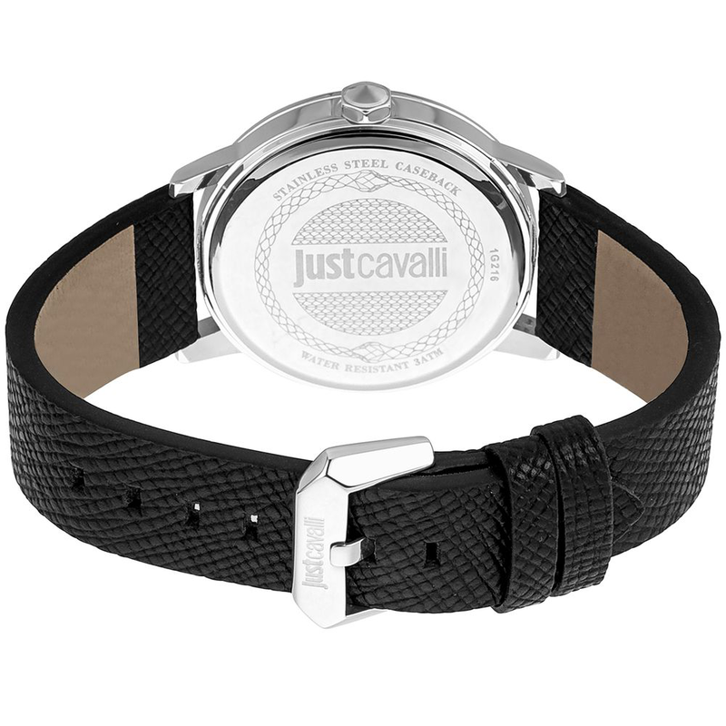Black leather dress watch-null