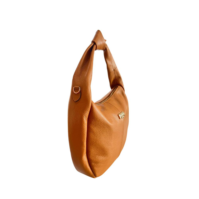 Brown leather women shoulder bag-null