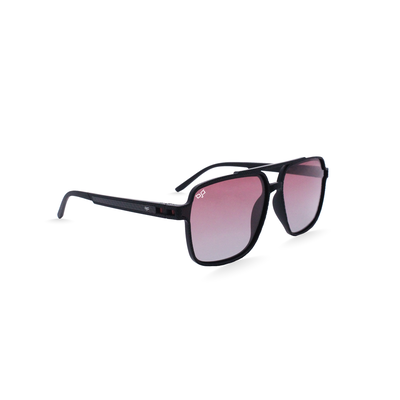 OJO sunglasses man square black frame and temples with carbon fiber with polarised gradient red lens, , medium