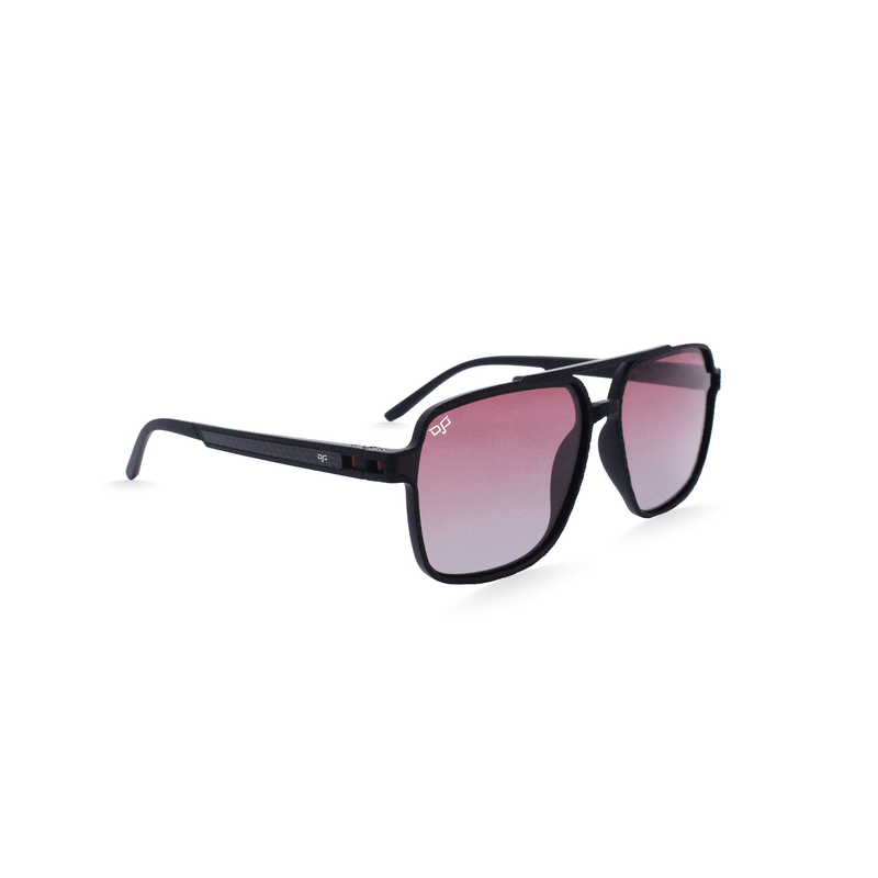 OJO sunglasses man square black frame and temples with carbon fiber with polarised gradient red lens-null