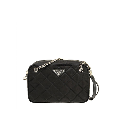 Black nylon crossbody bag, Black, medium