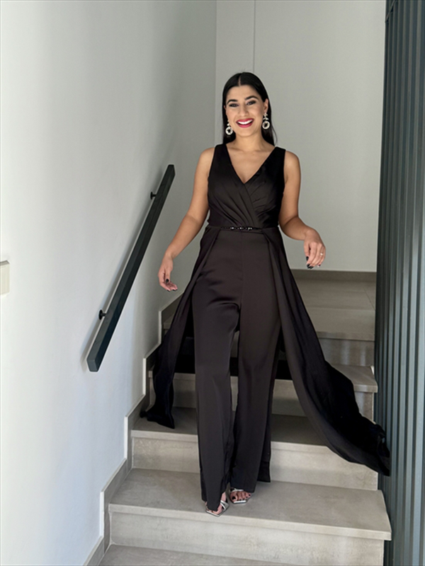 Jumpsuit with attached skirt-null