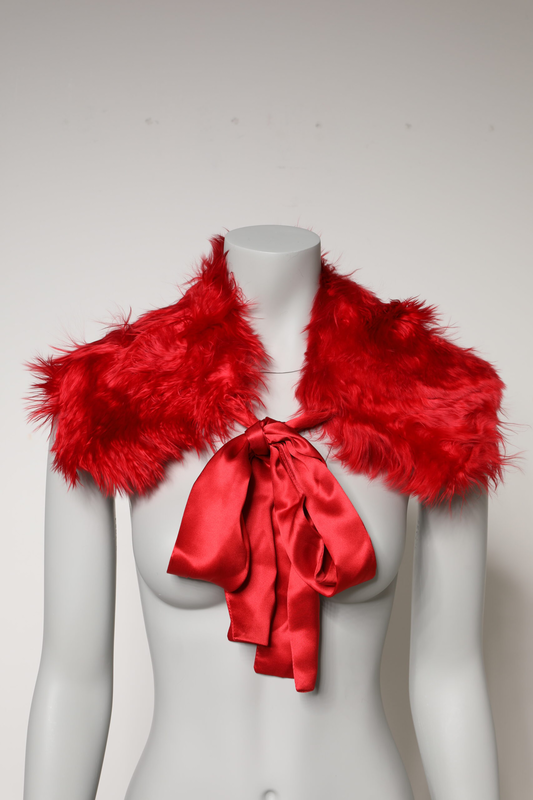 Red alpaca fur women neck warmer winter scarf-null