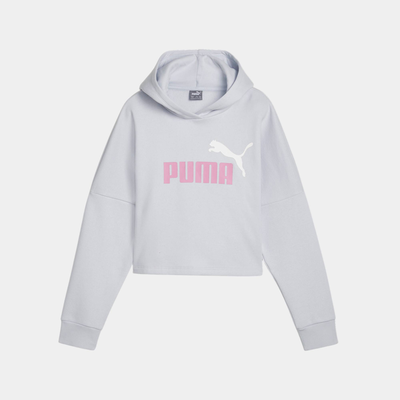 Essentials logo cropped hoodie, Grey, medium