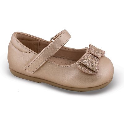 Plain ballerina with glitter bow, Bronze, medium