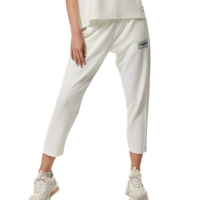Women's tech fleece cropped track pants, White, medium