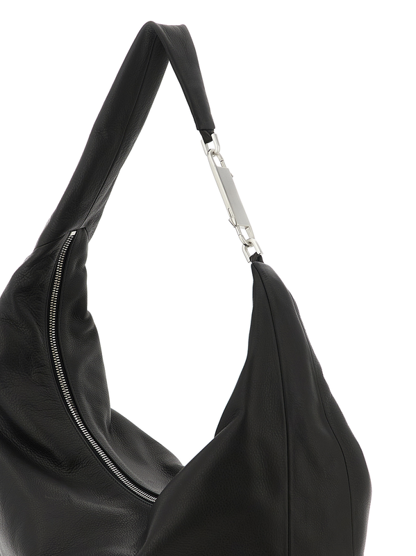 Black calfskin shoulder bag-null