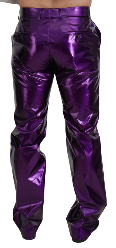 Purple shining men casual pants-null