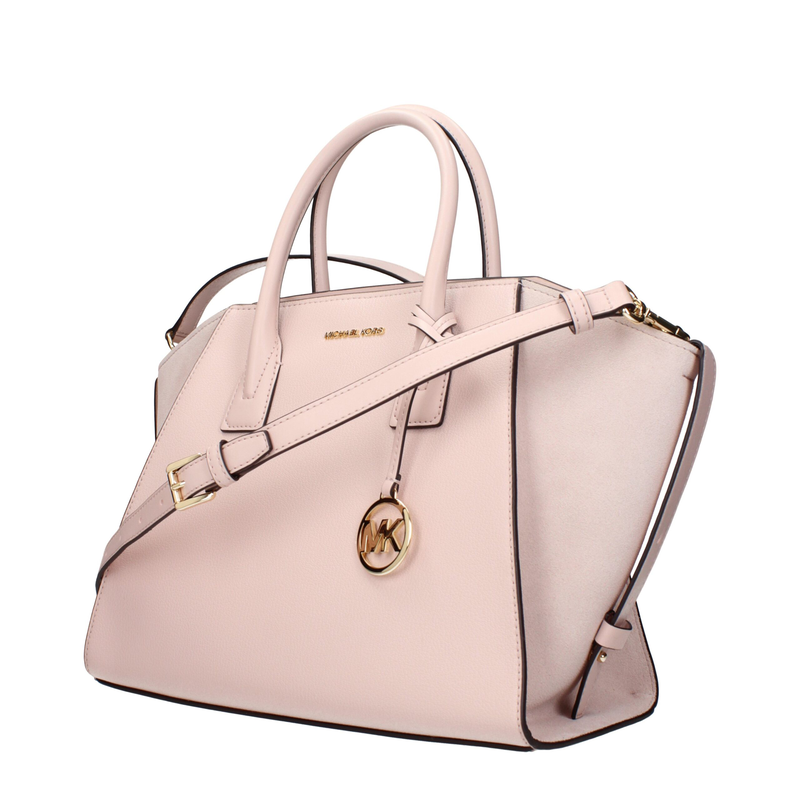 Pink leather handbag-null