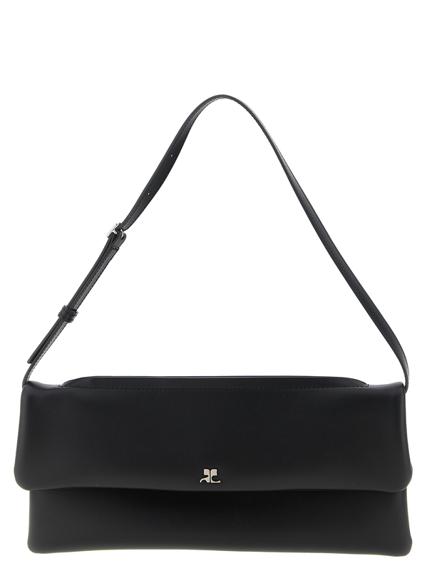 Black cowhide clutch bag-null