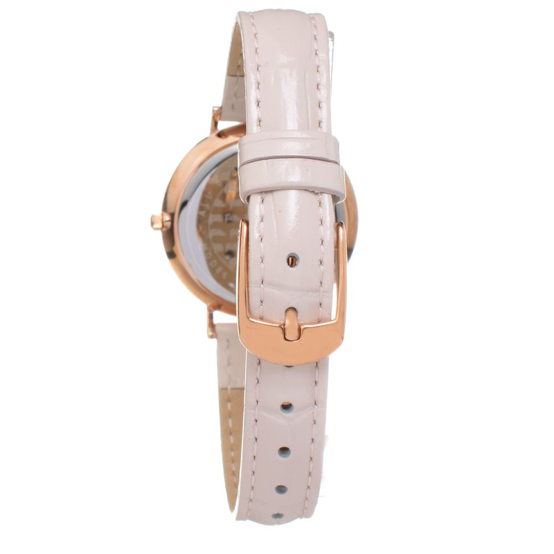Beige leather dress watch-null