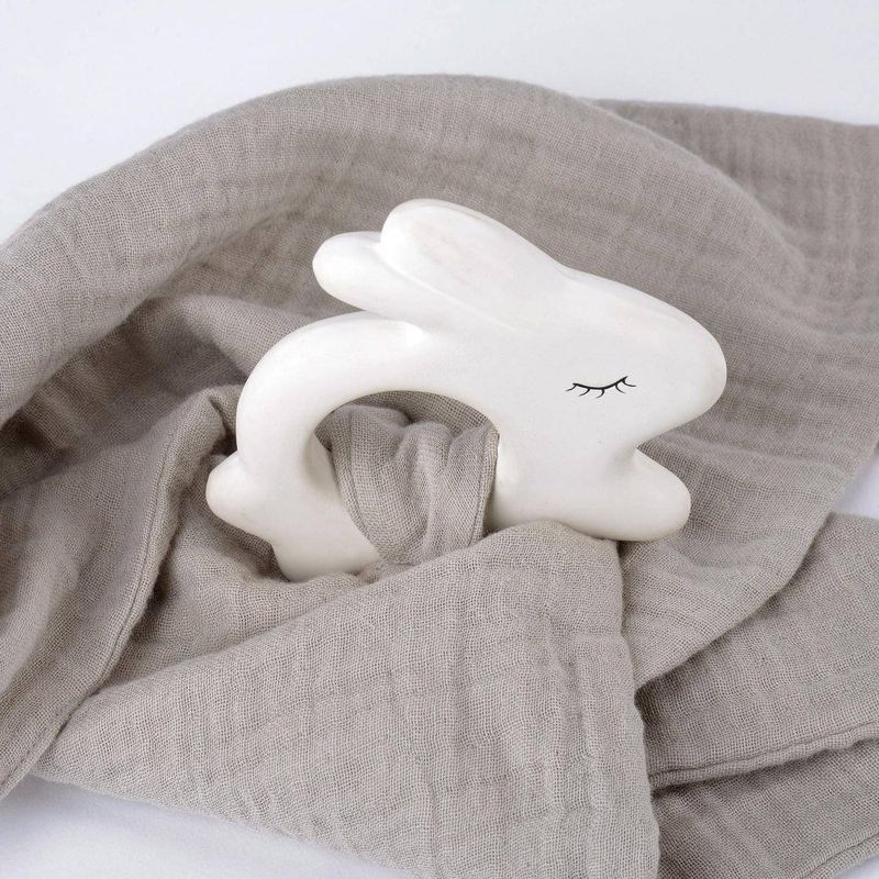 Kikadu rubber rabbit with towel - silver grey-null