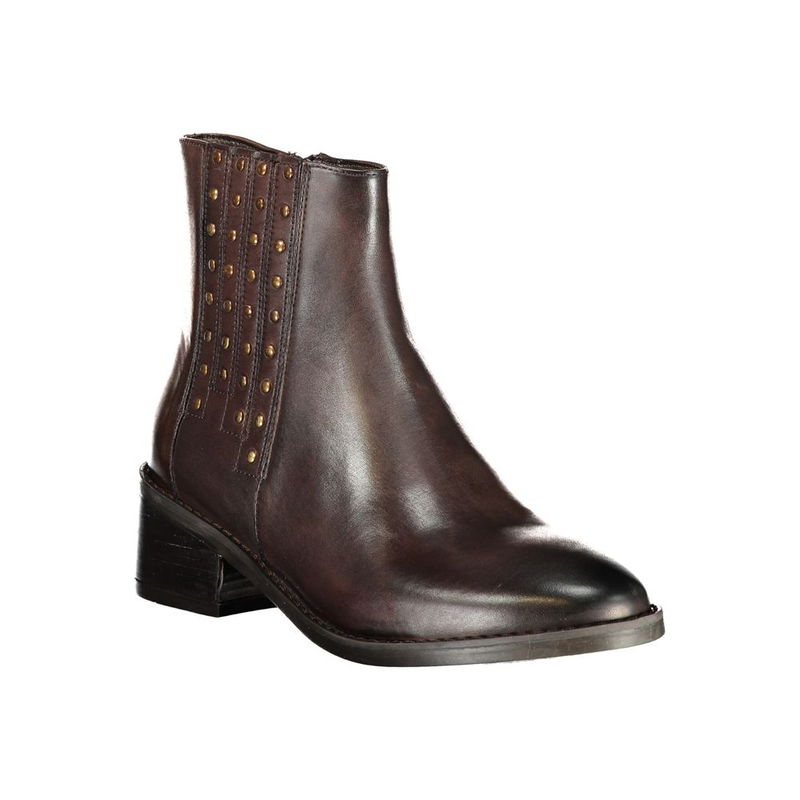 Marrone leather women ankle boot-null