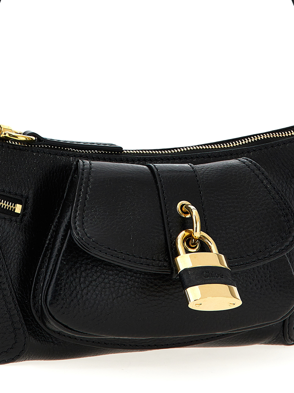 Black calfskin shoulder bag-null