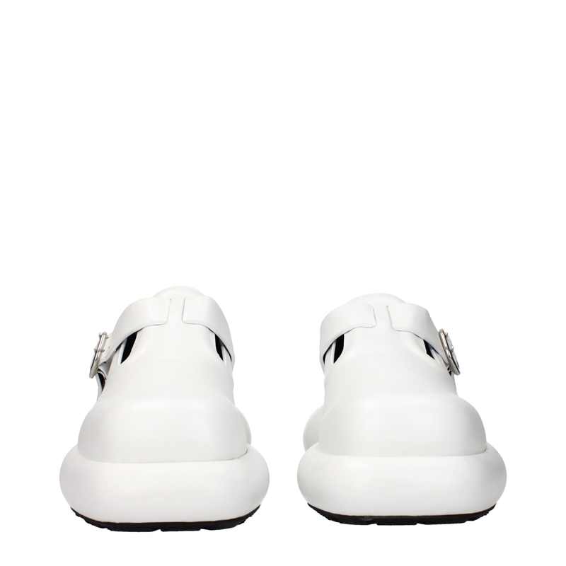 White leather slip-on loafers-null