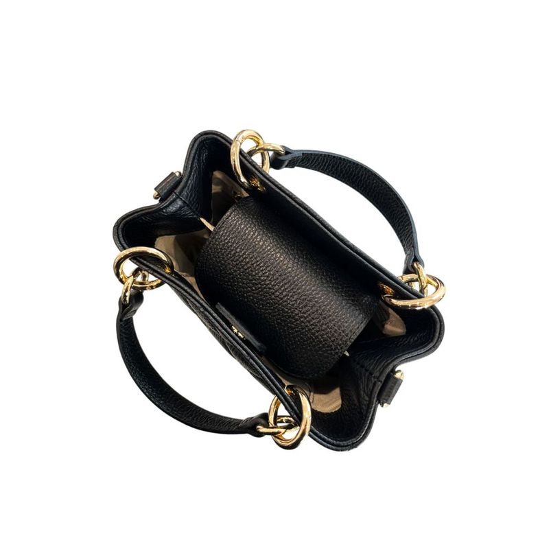 Black leather women handbag-null