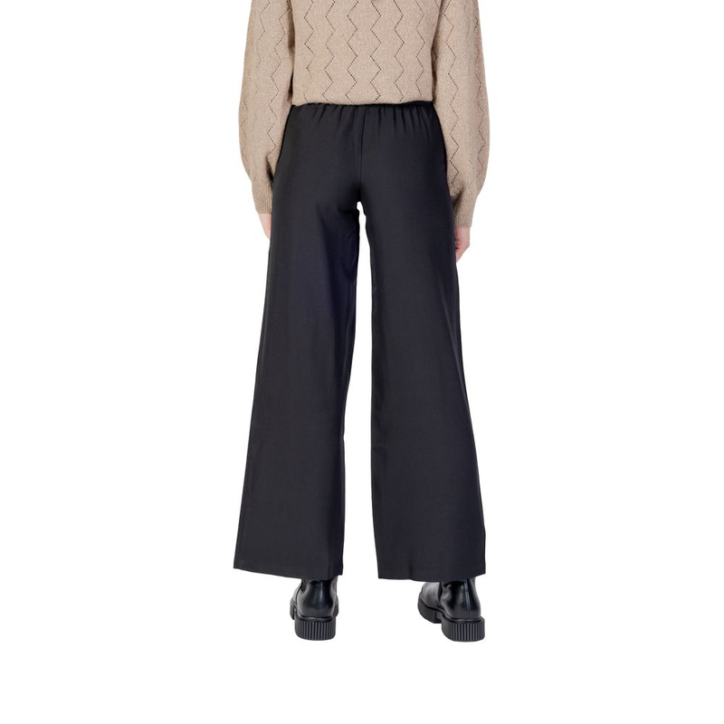 Black polyester flared pants-null
