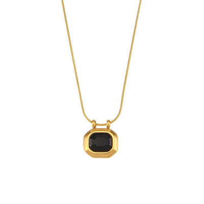 Zircon stone necklace, Black Zircon, medium