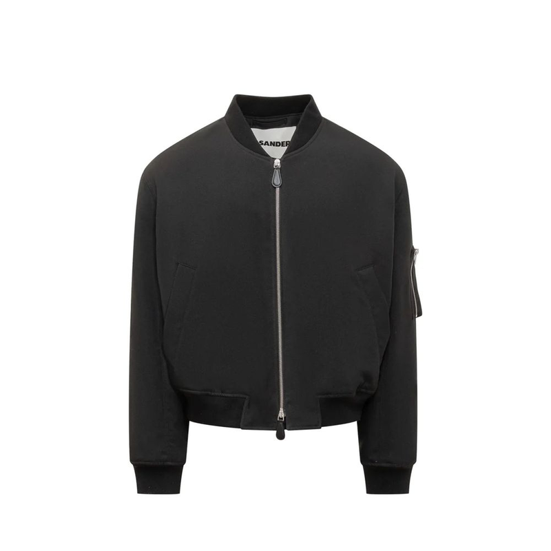 Black polyester bomber-null