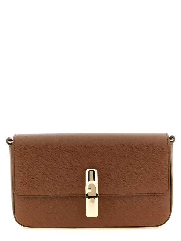 Brown calfskin crossbody bag-null