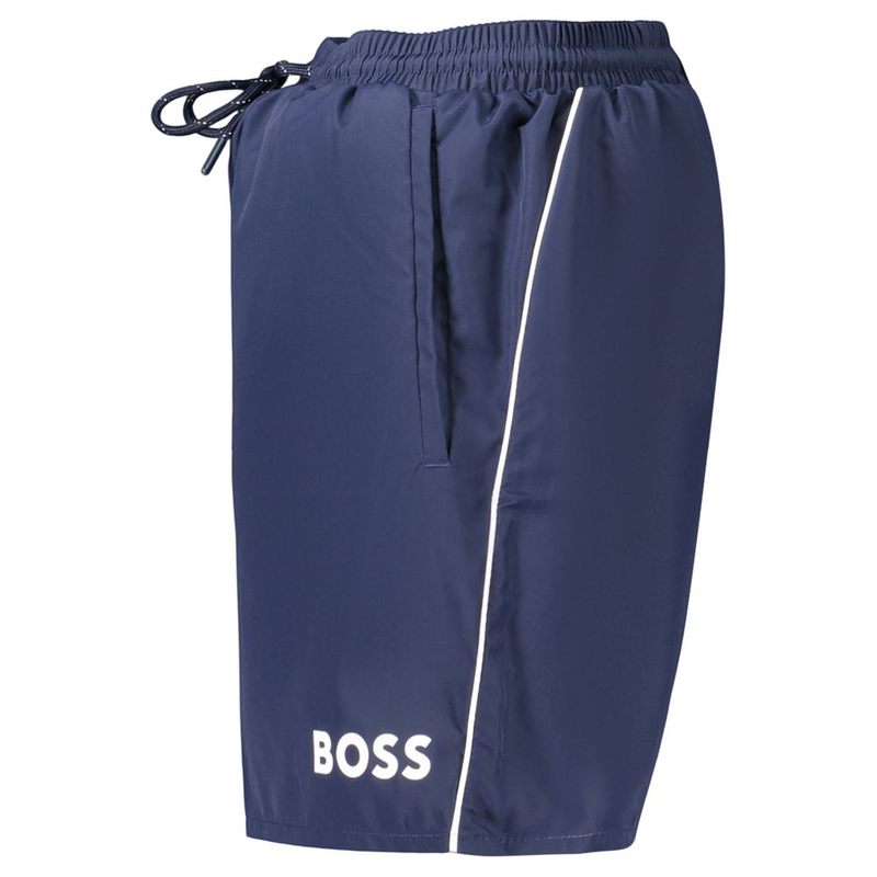 Blue polyester men's swimwear-null