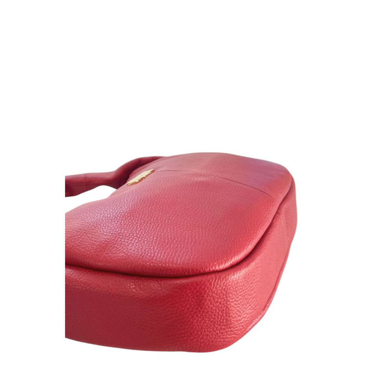 Red leather women shoulder bag-null