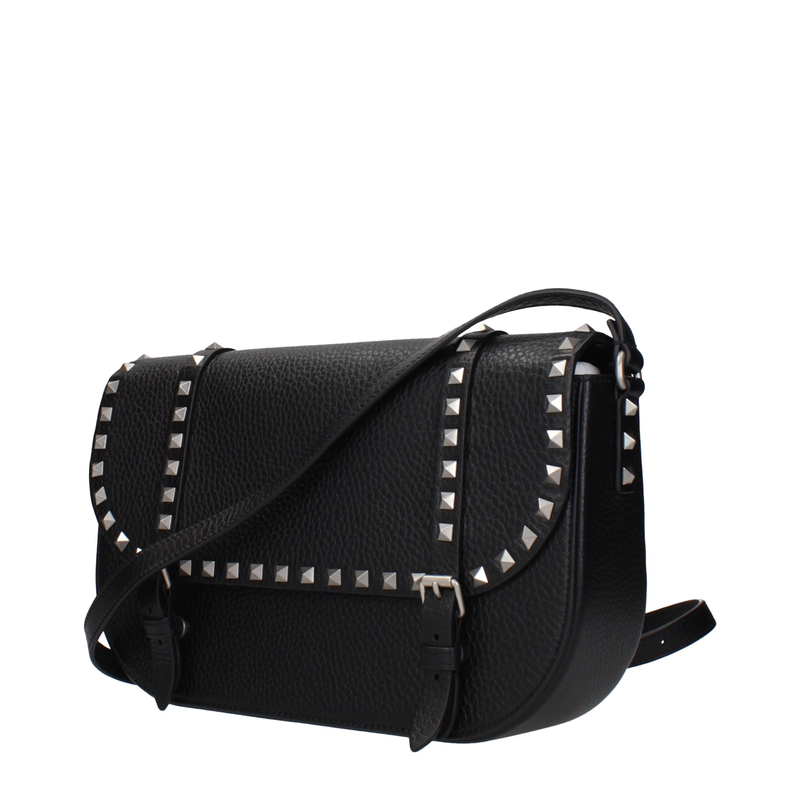 Black leather crossbody bag-null