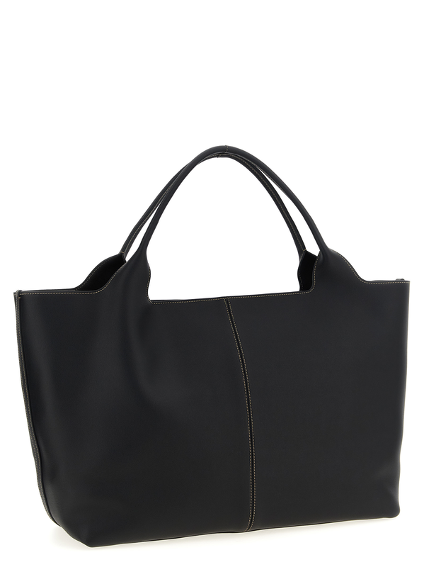 Black calfskin tote bag-null
