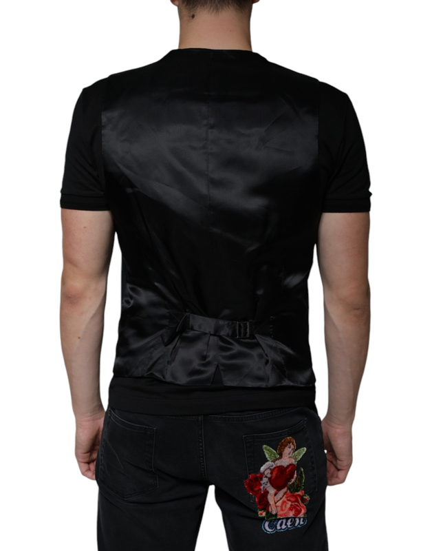 Black wool formal dress men waistcoat vest-null