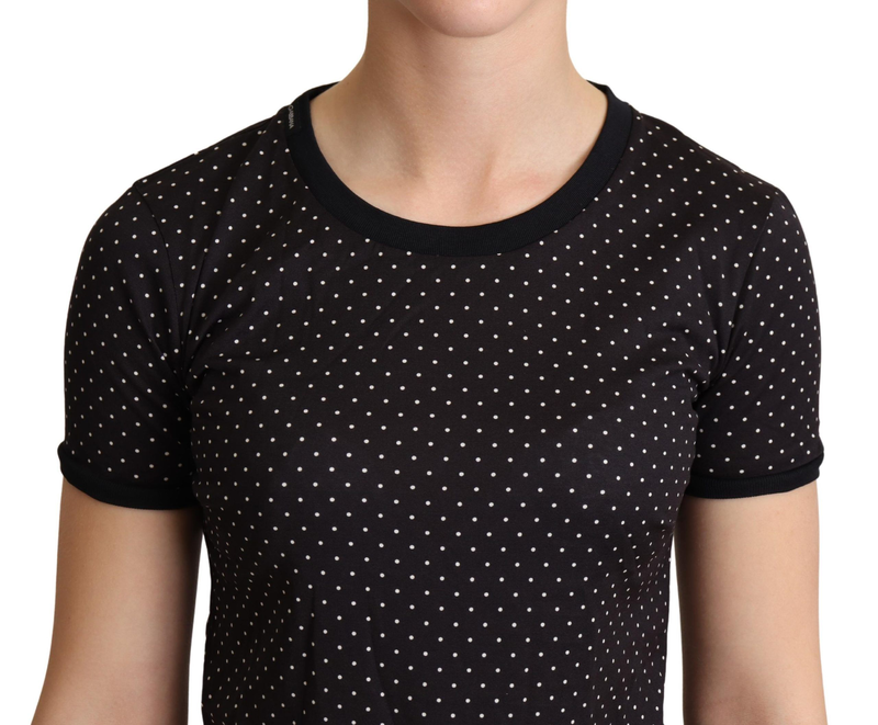 Black dotted crewneck  cotton t-shirt-null