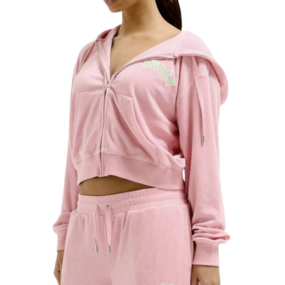 Nala collegate oversized terry towelling cropped hoodie, Pink, medium