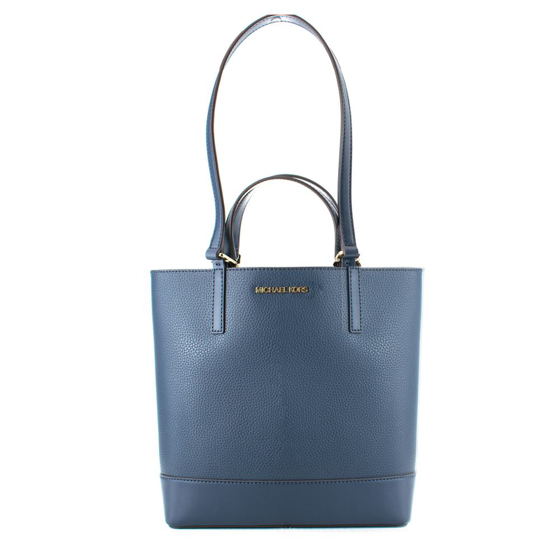 Blue leather tote bag-null