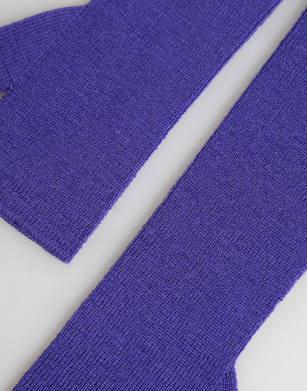 Violet wool fingerless elbow length mitten gloves-null