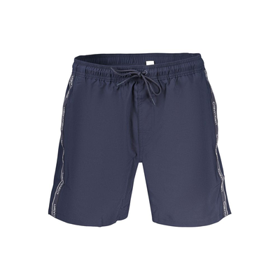 Blue polyester men's swim shorts, Blue, medium