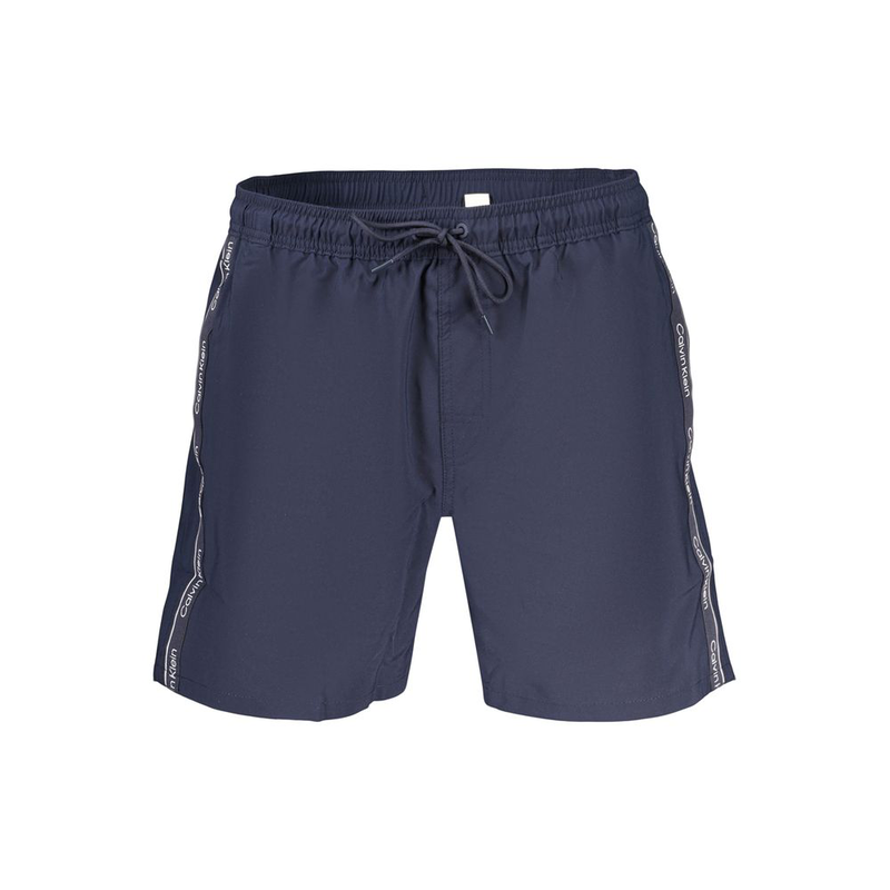 Blue polyester men's swim shorts-null