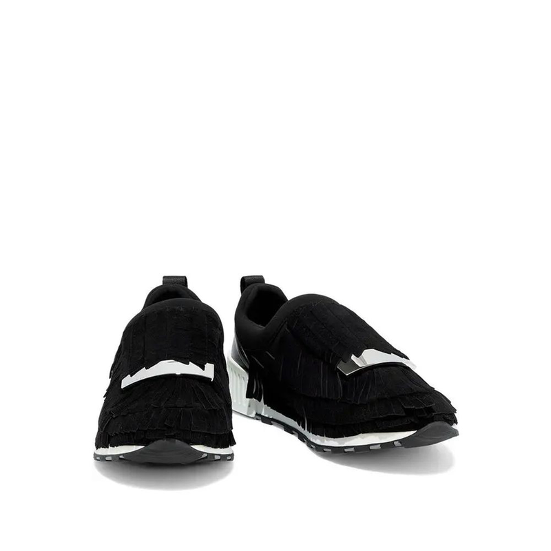 Black fabric athletic sneakers-null