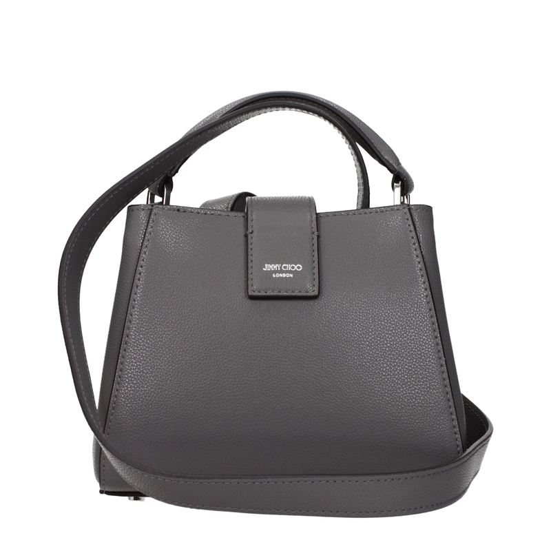 Gray leather handbag-null
