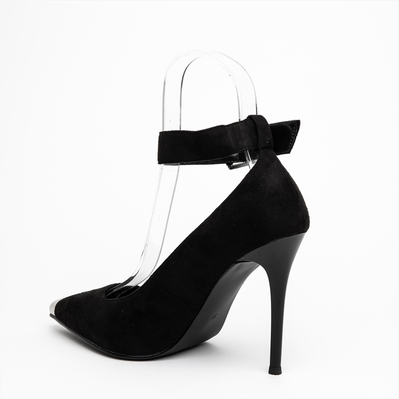Miss belgini black stiletto high heeled pumps with ankle strap-null
