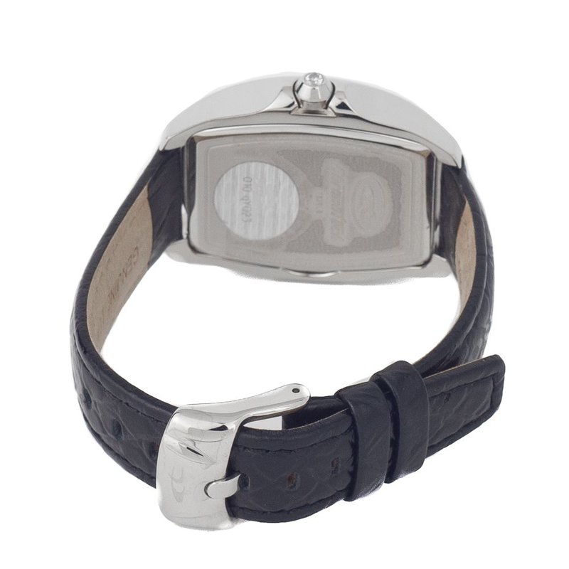 Black leather dress watch-null