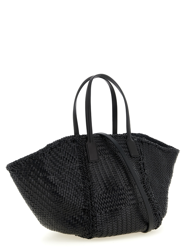 Black calfskin tote bag-null