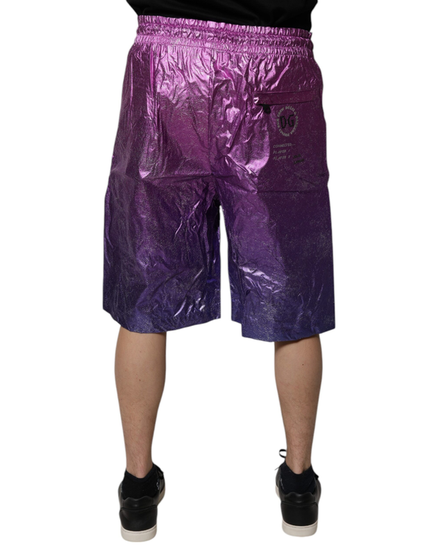 Metallic pink purple two tone bermuda shorts-null