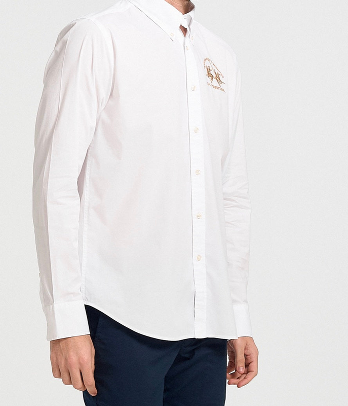 La martina man shirt poplin stretch white classic shirt ccmc01 image number null